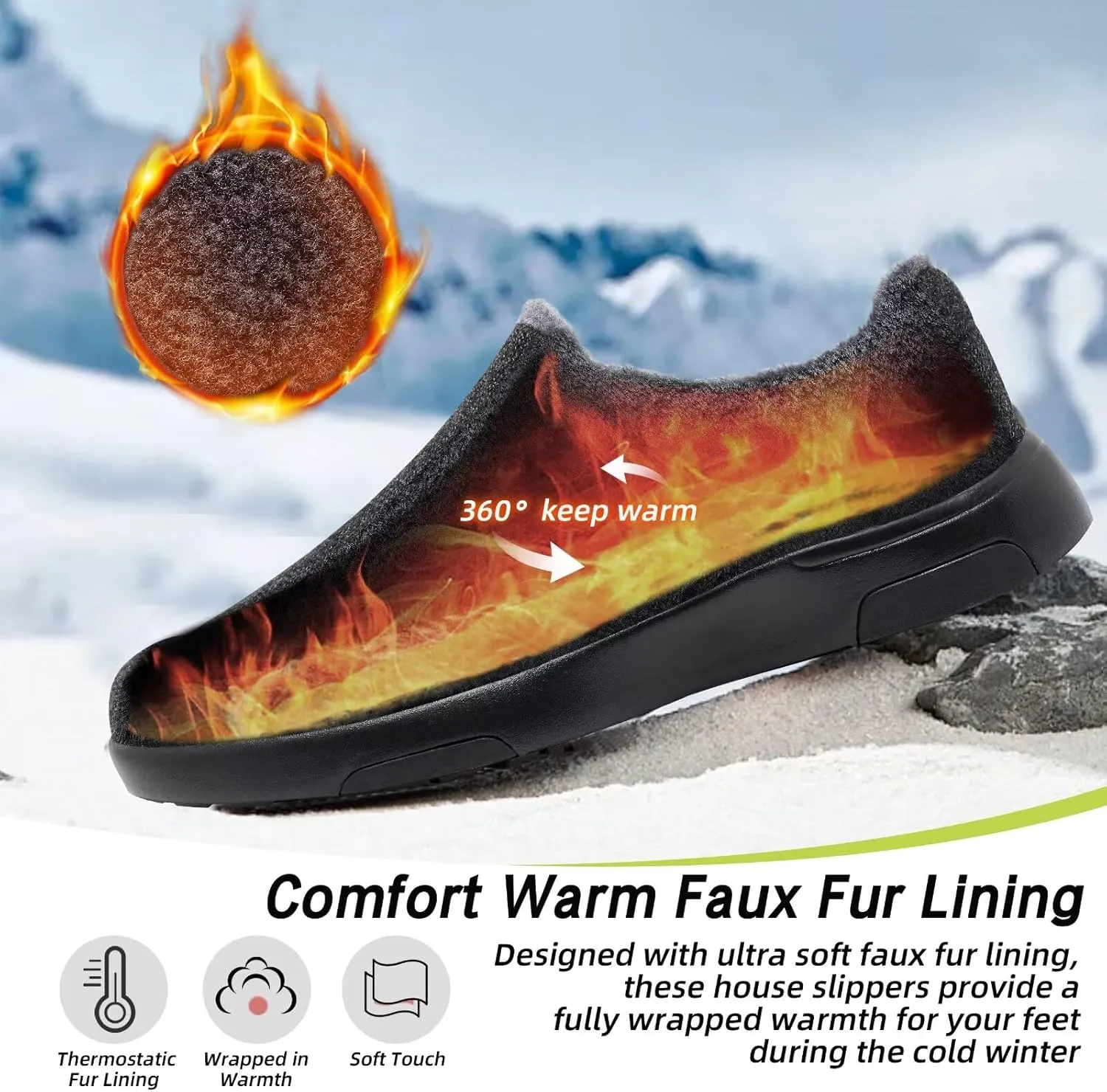 OrthoComfoot Mens Orthopedic Slippers Shoes with Arch Support: Plantar Fasciitis House Slip On Loafers, Comfortable Moccasin Mule Clogs for Indoor Outdoor