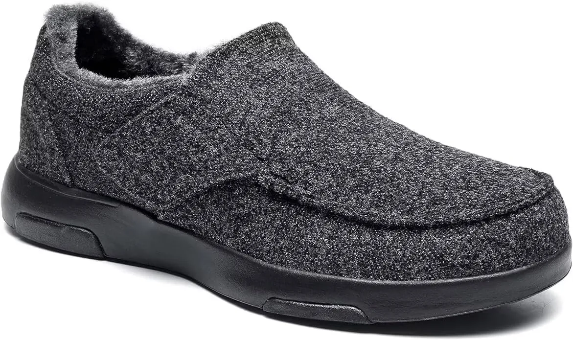 OrthoComfoot Mens Orthopedic Slippers Shoes with Arch Support: Plantar Fasciitis House Slip On Loafers, Comfortable Moccasin Mule Clogs for Indoor Outdoor
