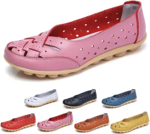Orthopedic Loafers in Breathable Leather, Womens Casual Soft Leather Slip-on Flat Breathable Loafers，Women's Comfort Flat Orthopedic Sneakers