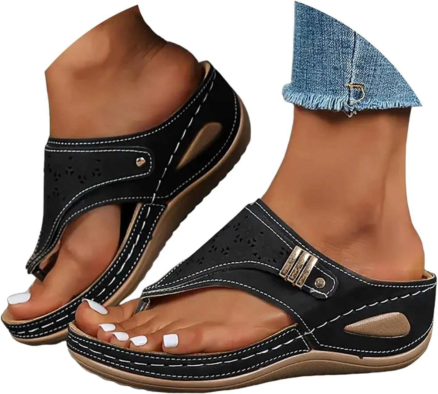 Orthopedic Sandals for Women, Women Summer Comfortable Sandals Arch Support Wedge Sandals 2025 Flip Flops Sandals