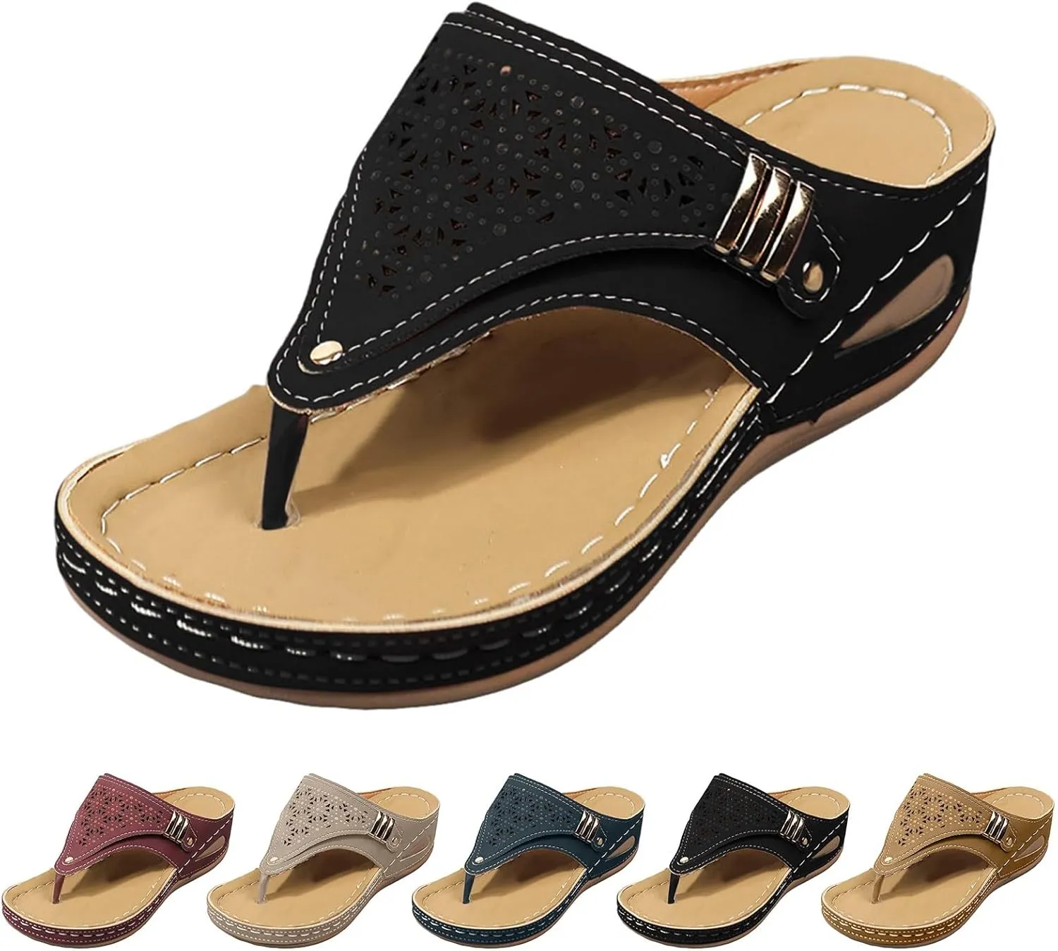 Orthopedic Sandals for Women, Women Summer Comfortable Sandals Arch Support Wedge Sandals 2025 Flip Flops Sandals