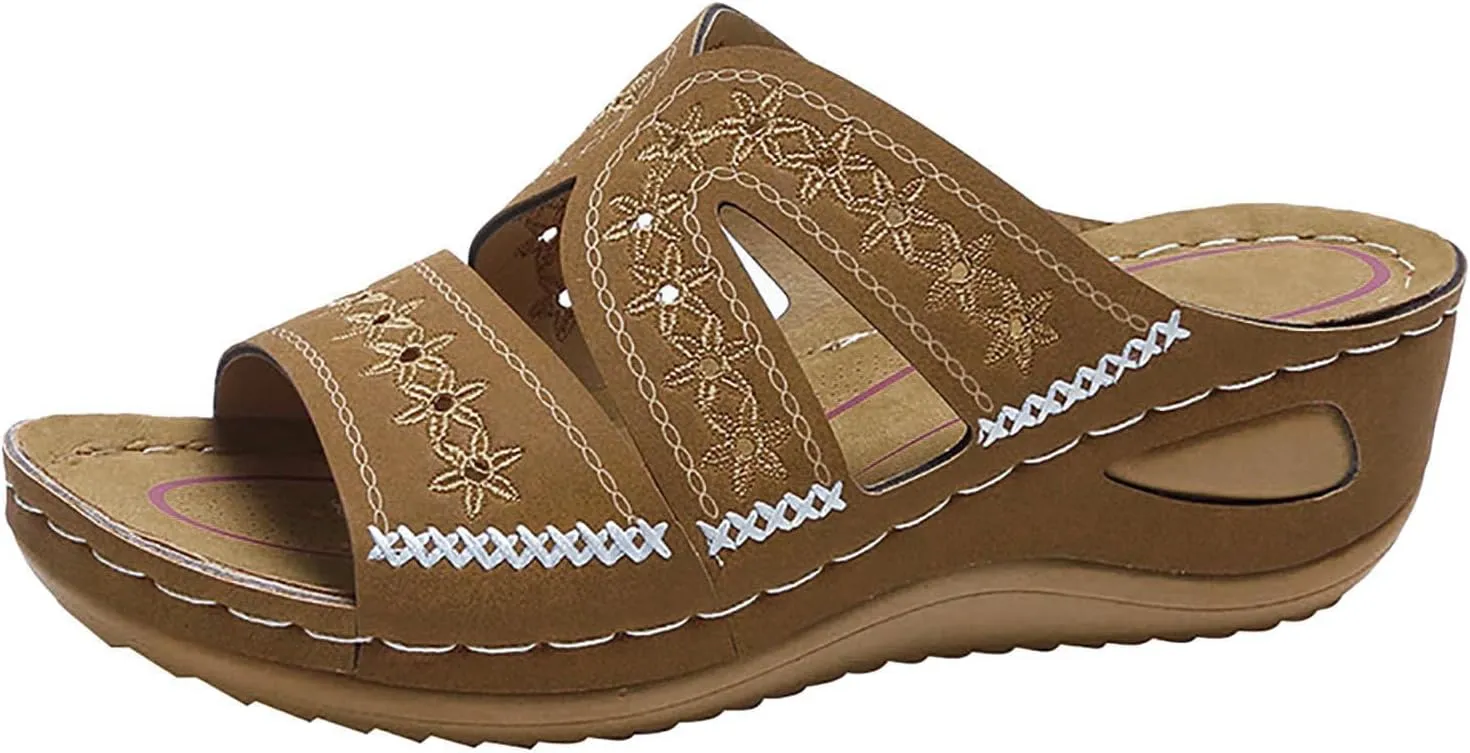 Orthopedic Sandals for Women, Women Summer Dressy Comfortable Sandals Arch Support Wedge Sandals 2025 Non Slip Flip Flops Sandals