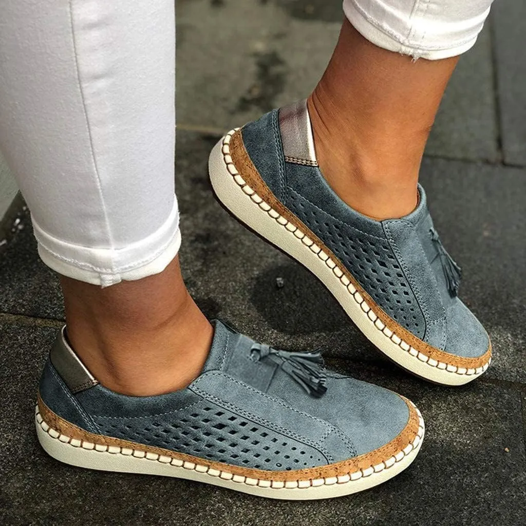 Orthopedic Shoes for Women Casual Breathable Hollow Out Closed Toe Sneakers Summer Lightweight Slip On Low Cut Walking Shoes Trendy Color Block Platform Flats Loafers