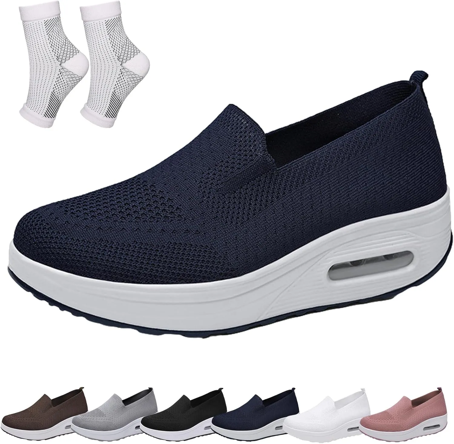 Orthopedic Shoes for Women, Orthopedic Sneakers Wide Width, Air Cushion Walking Loafers with Arch Support Slip On