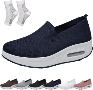 Orthopedic Shoes for Women, Orthopedic Sneakers Wide Width, Air Cushion Walking Loafers with Arch Support Slip On