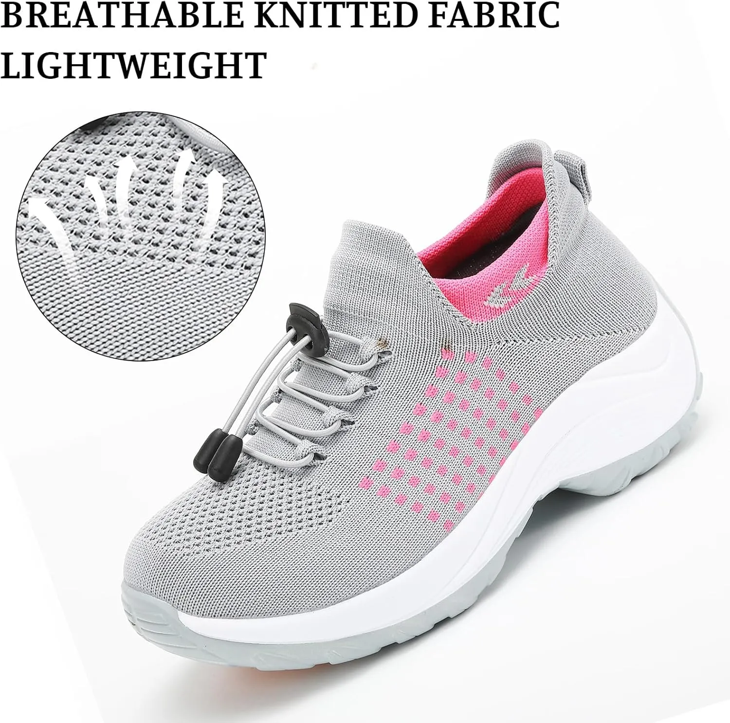 Orthopedic Sneakers Women Breathable Comfort Wear Shoes for Women Walking Slip On Trainers Casual Comfortable Athletic Cushion Thick Bottom Footwear