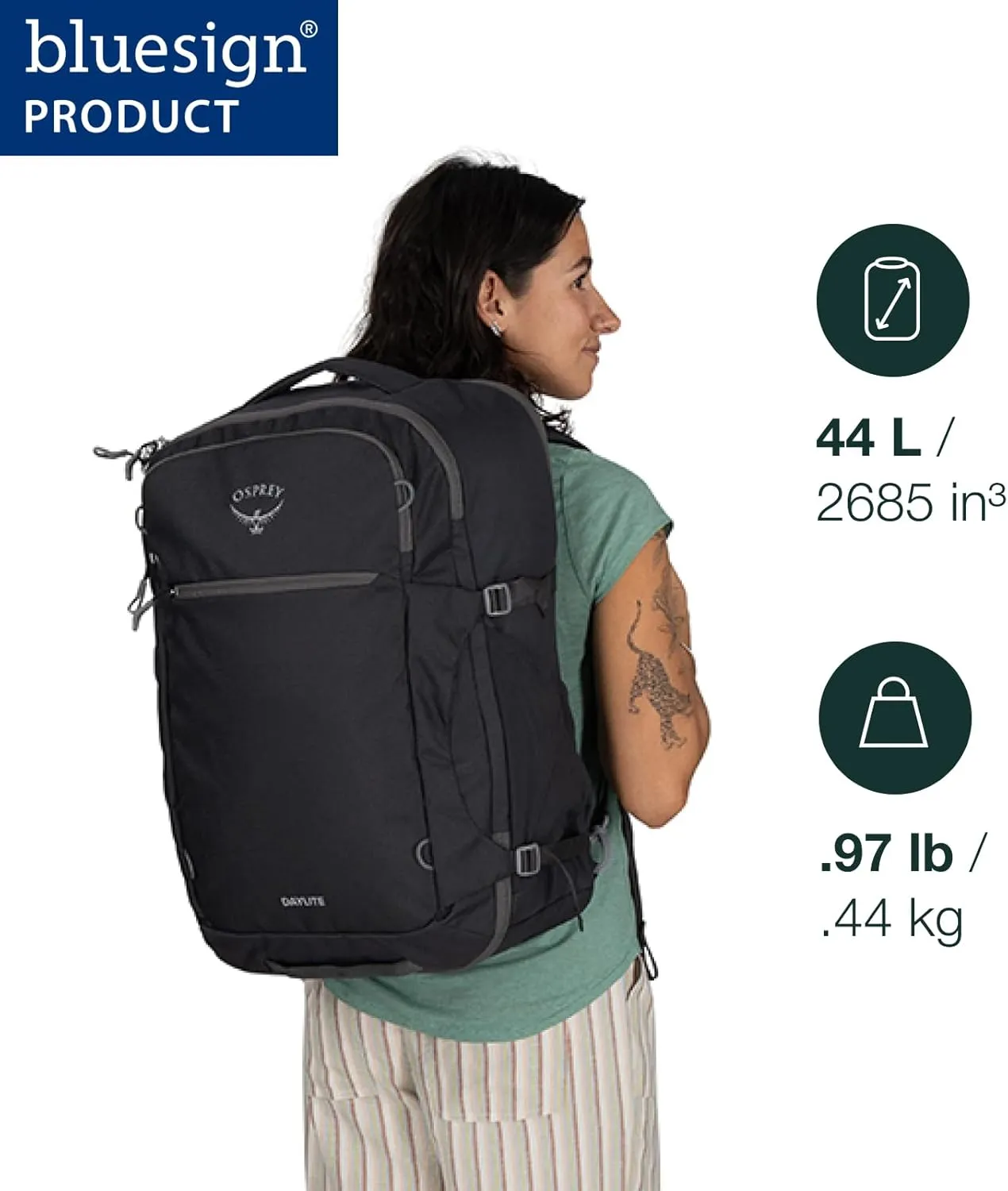 Osprey Daylite 44L Carry-On Travel Pack, Blue Spikemoss/Alkaline
