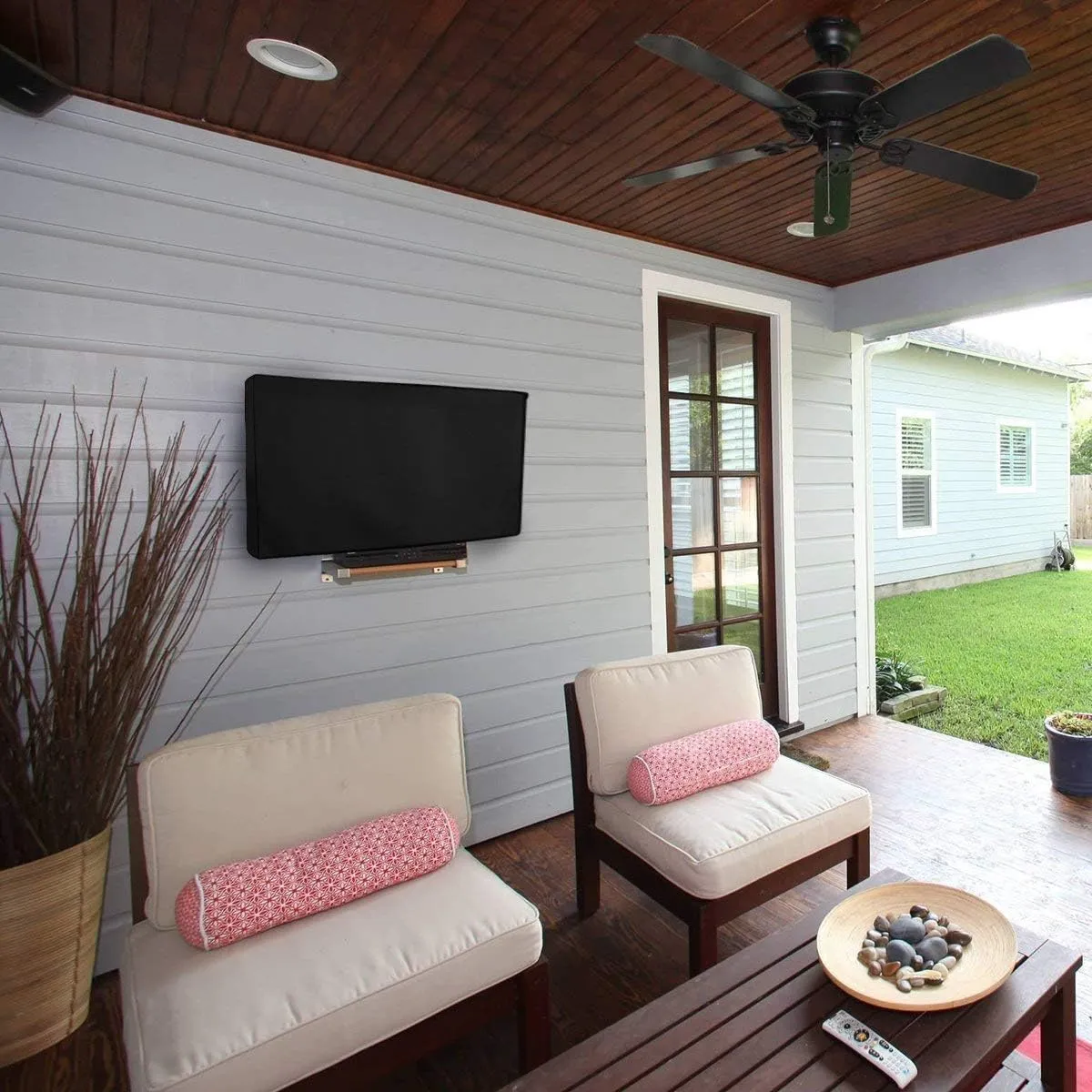 Outdoor TV Cover 52 to 55 inches, Waterproof and Weatherproof, Fits Up to 52''W x 31''H for Outside Flat Screen TV