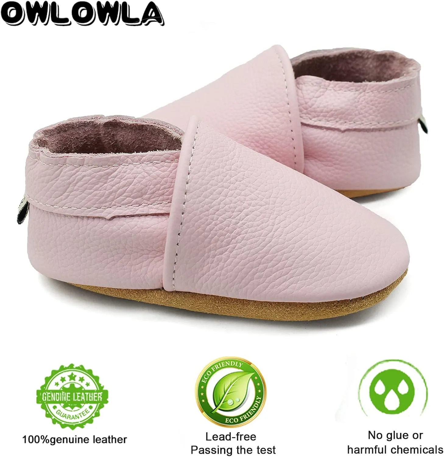 OWLOWLA Soft Sole Baby Shoes Leather Baby First Walking Crib Shoes Slip-on Baby Moccasins Infant Toddler Pre-Walker Shoes for Boy Girl