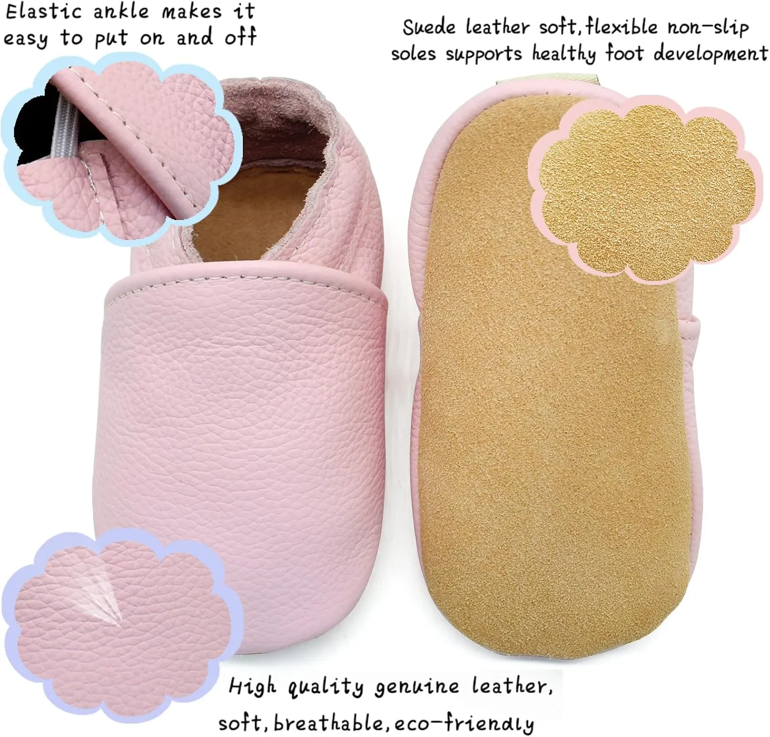 OWLOWLA Soft Sole Baby Shoes Leather Baby First Walking Crib Shoes Slip-on Baby Moccasins Infant Toddler Pre-Walker Shoes for Boy Girl