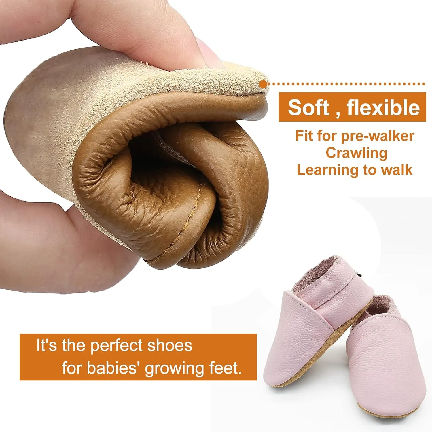 OWLOWLA Soft Sole Baby Shoes Leather Baby First Walking Crib Shoes Slip-on Baby Moccasins Infant Toddler Pre-Walker Shoes for Boy Girl