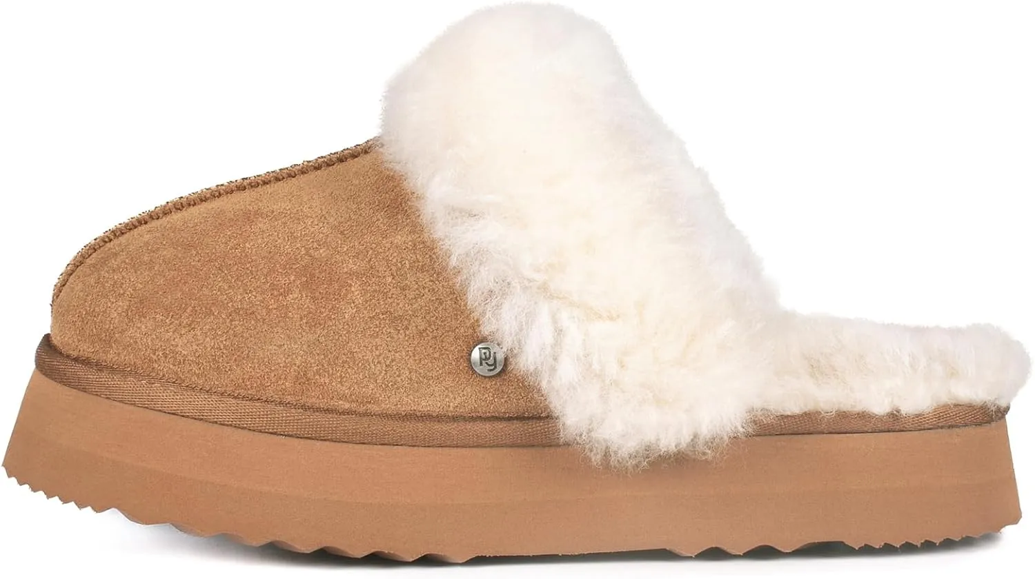 Parfeying Women's Sheepskin House Slippers Indoor Outdoor Shearling Shoes for Women