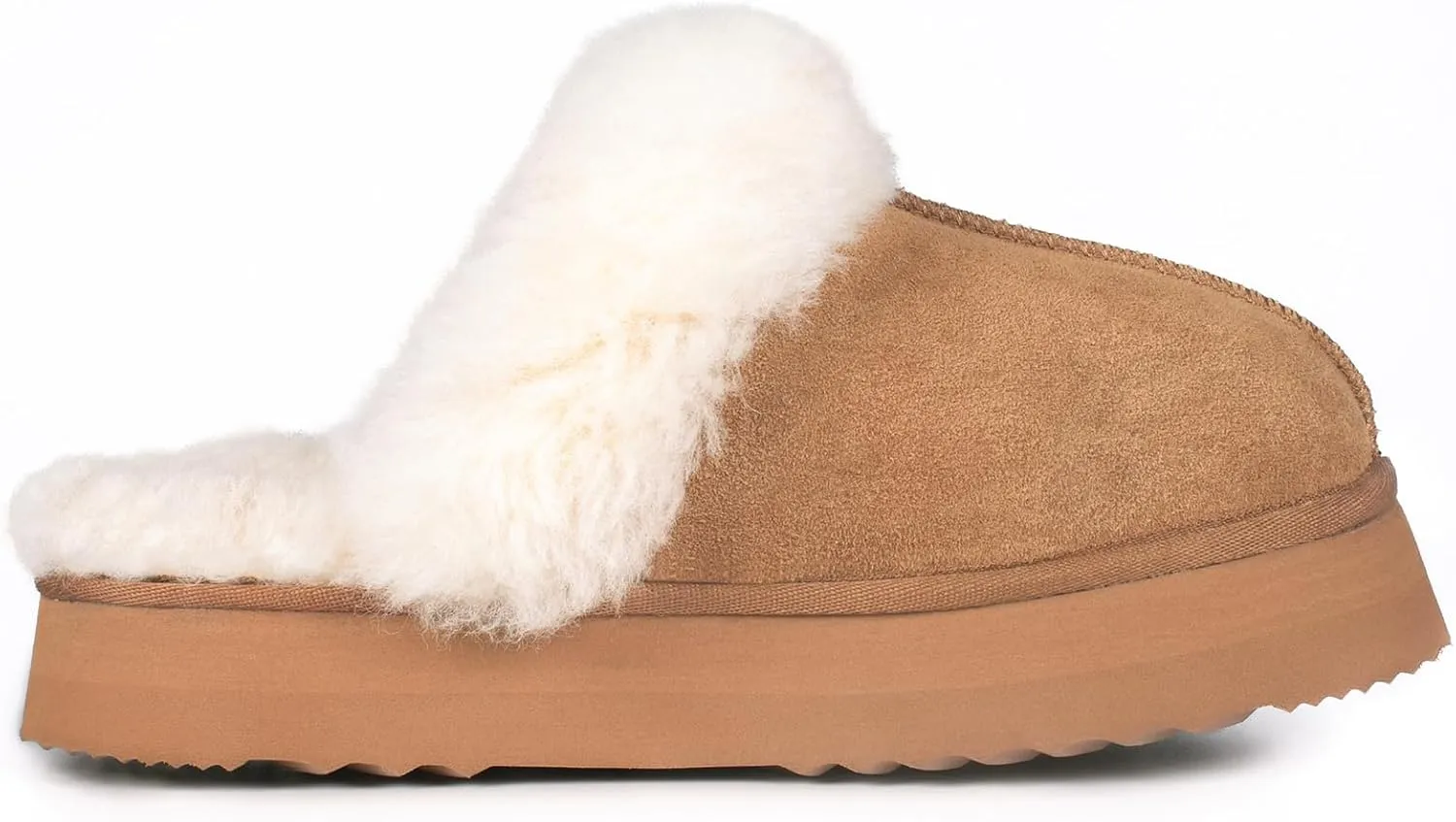 Parfeying Women's Sheepskin House Slippers Indoor Outdoor Shearling Shoes for Women