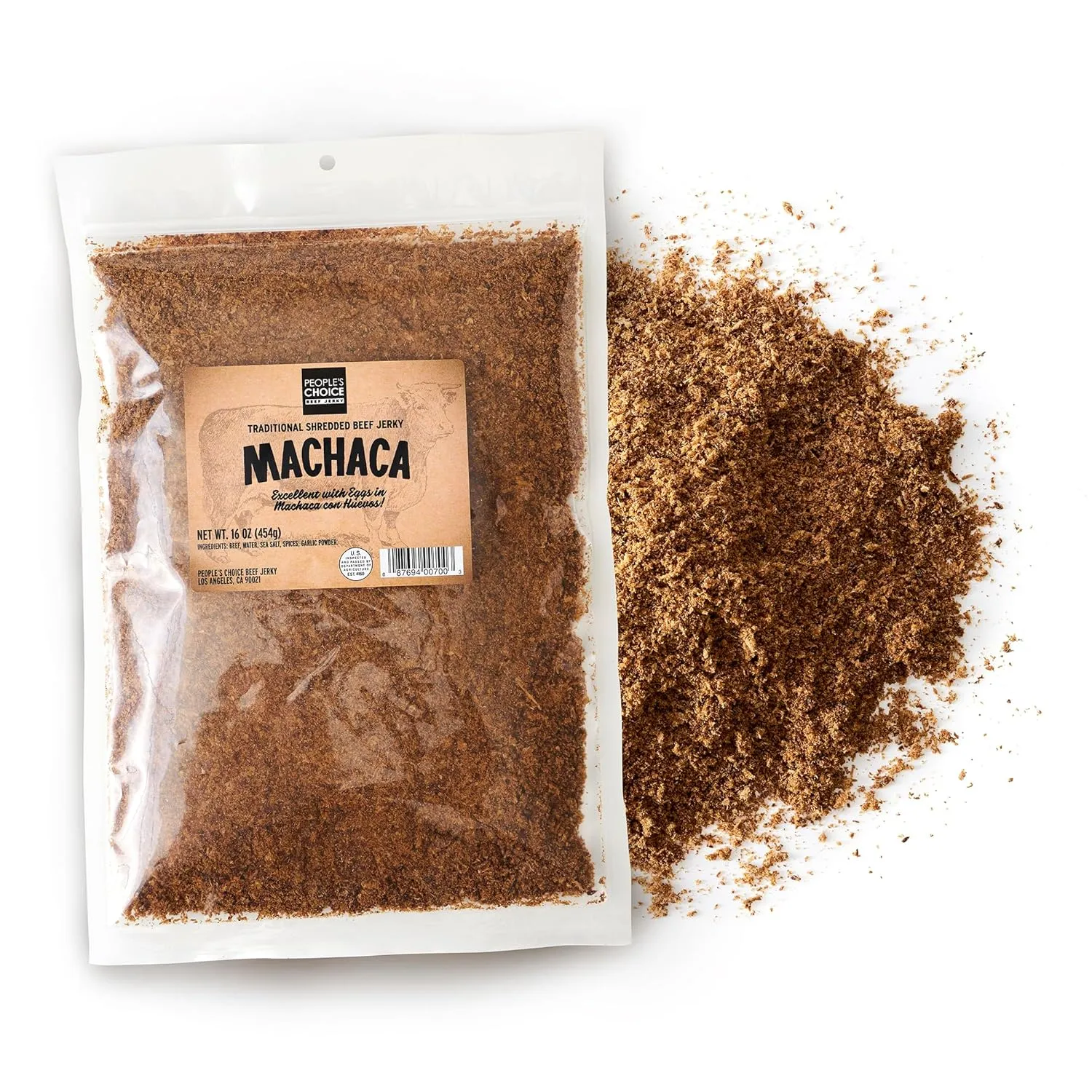 People's Choice Beef Jerky - Carne Seca - Machaca - Bulk Beef Jerky Chew - Shredded Beef Jerky - Healthy, Sugar Free, Zero Carb, Gluten Free, Keto Friendly, High Protein Meat Snack - 1 Pound Bag