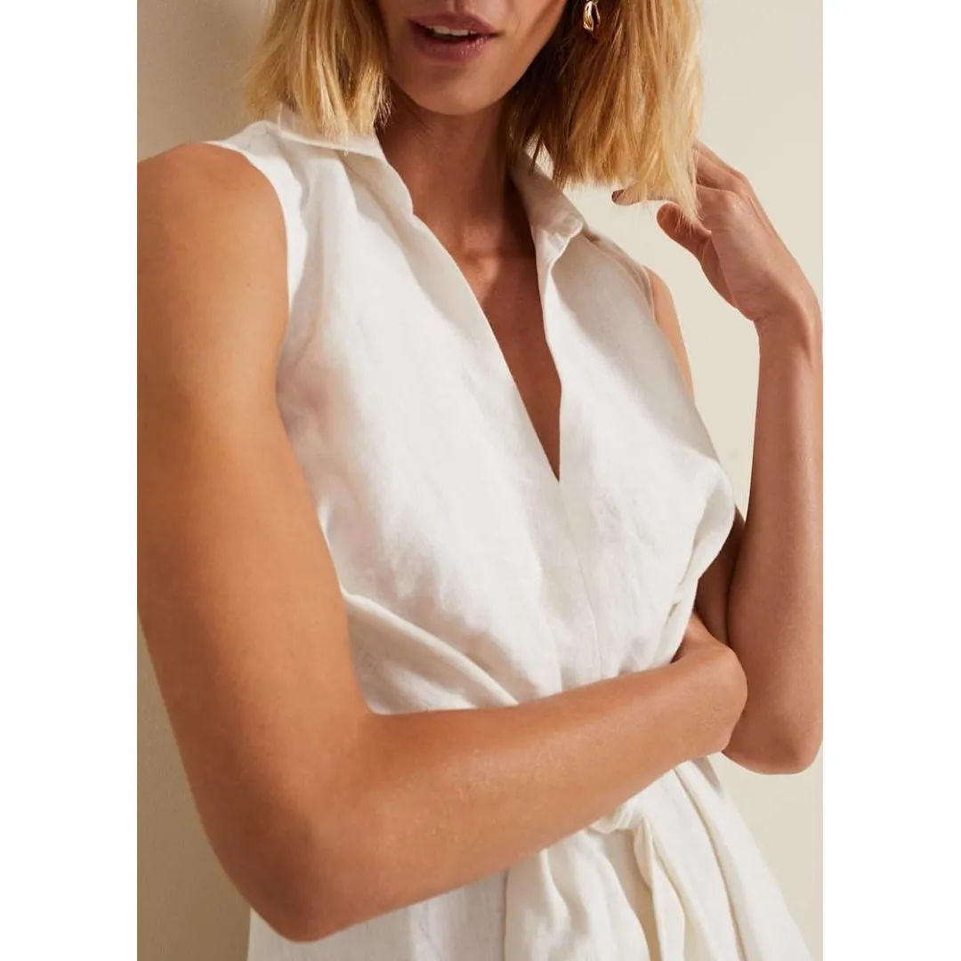 Phase Eight Becky Tie Front Midi Dress - White
