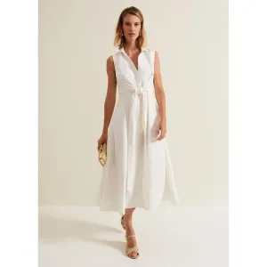 Phase Eight Becky Tie Front Midi Dress - White