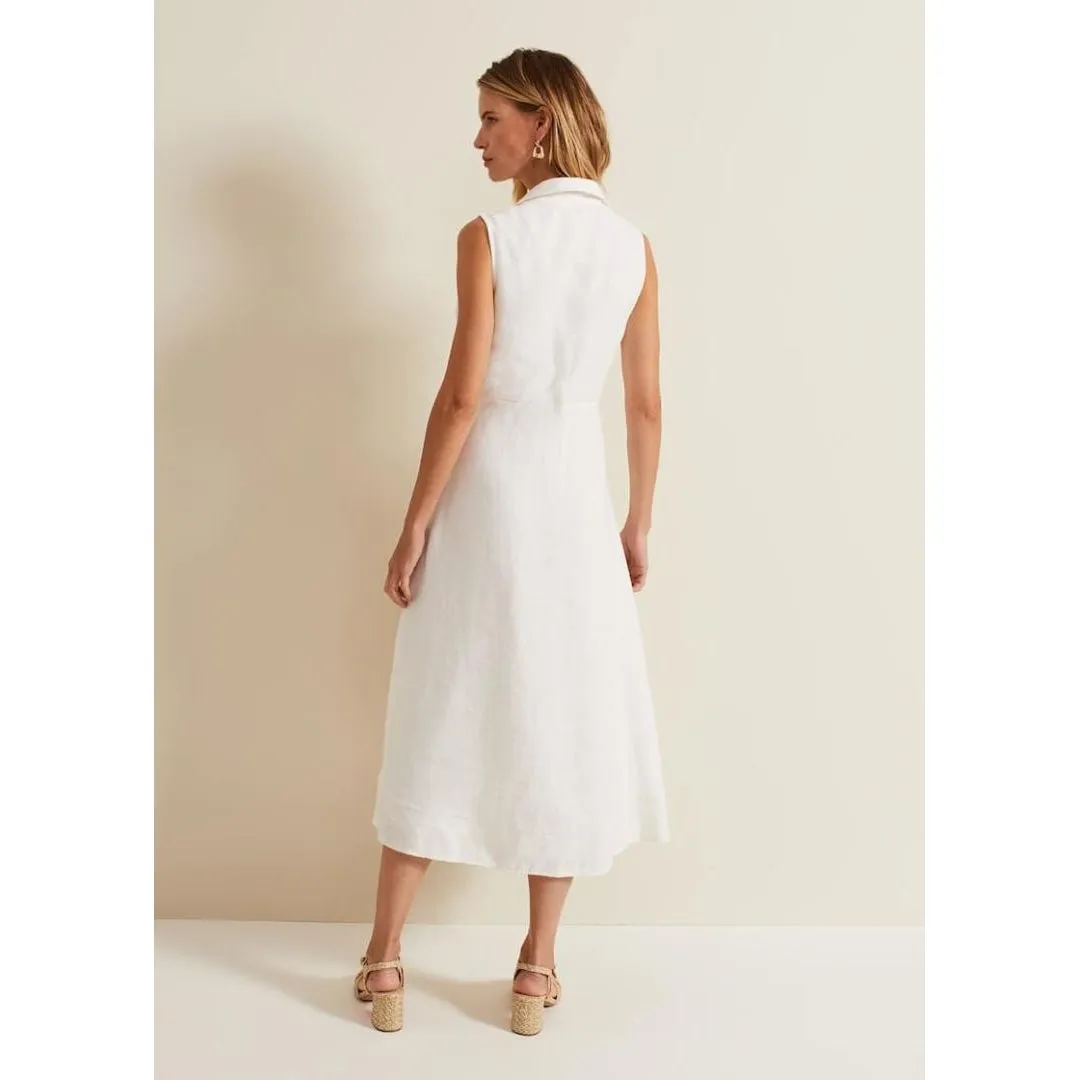 Phase Eight Becky Tie Front Midi Dress - White