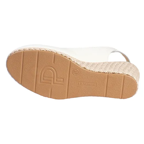Pitillos Ladies Sling-Back Wedge Sandals - 10635 - White