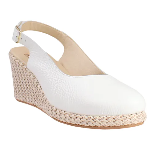 Pitillos Ladies Sling-Back Wedge Sandals - 10635 - White