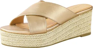 PIZZ ANNU Women's Misty Criss Cross Platform Wedge Sandals Open Toe Espadrille Heels Sandals for Casual Summer Slide Shoes