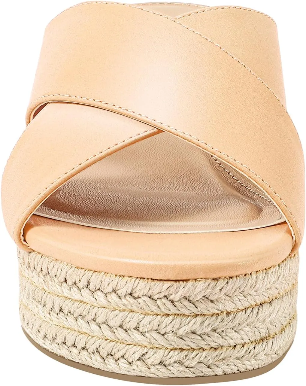 PIZZ ANNU Women's Misty Criss Cross Platform Wedge Sandals Open Toe Espadrille Heels Sandals for Casual Summer Slide Shoes