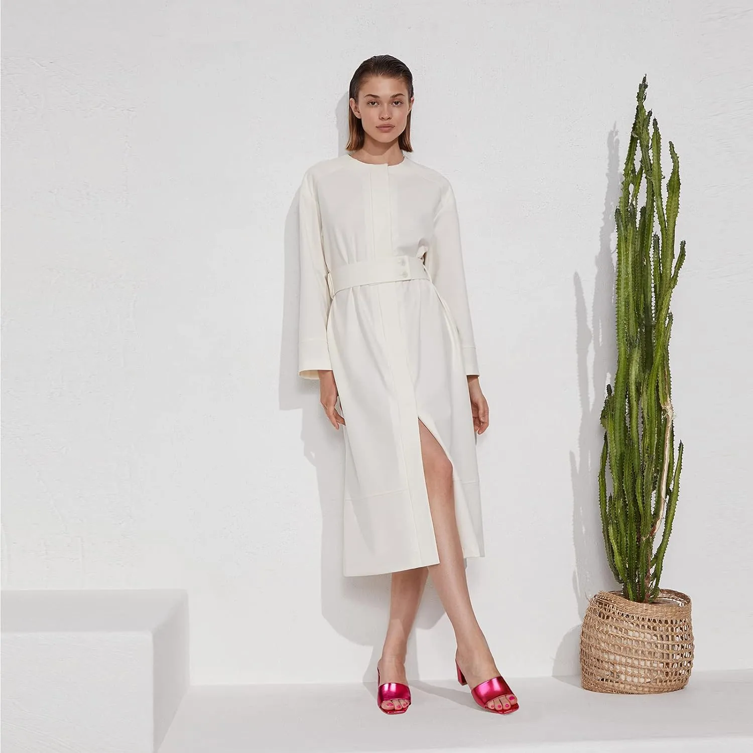 PIZZ ANNU Women's Square Open Toe Heels Sandals Low Block Chunky Heeled Sandal Slip on Mules Comfortable Casual Dress Pumps Shoes