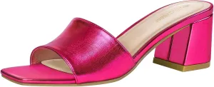 PIZZ ANNU Women's Square Open Toe Heels Sandals Low Block Chunky Heeled Sandal Slip on Mules Comfortable Casual Dress Pumps Shoes