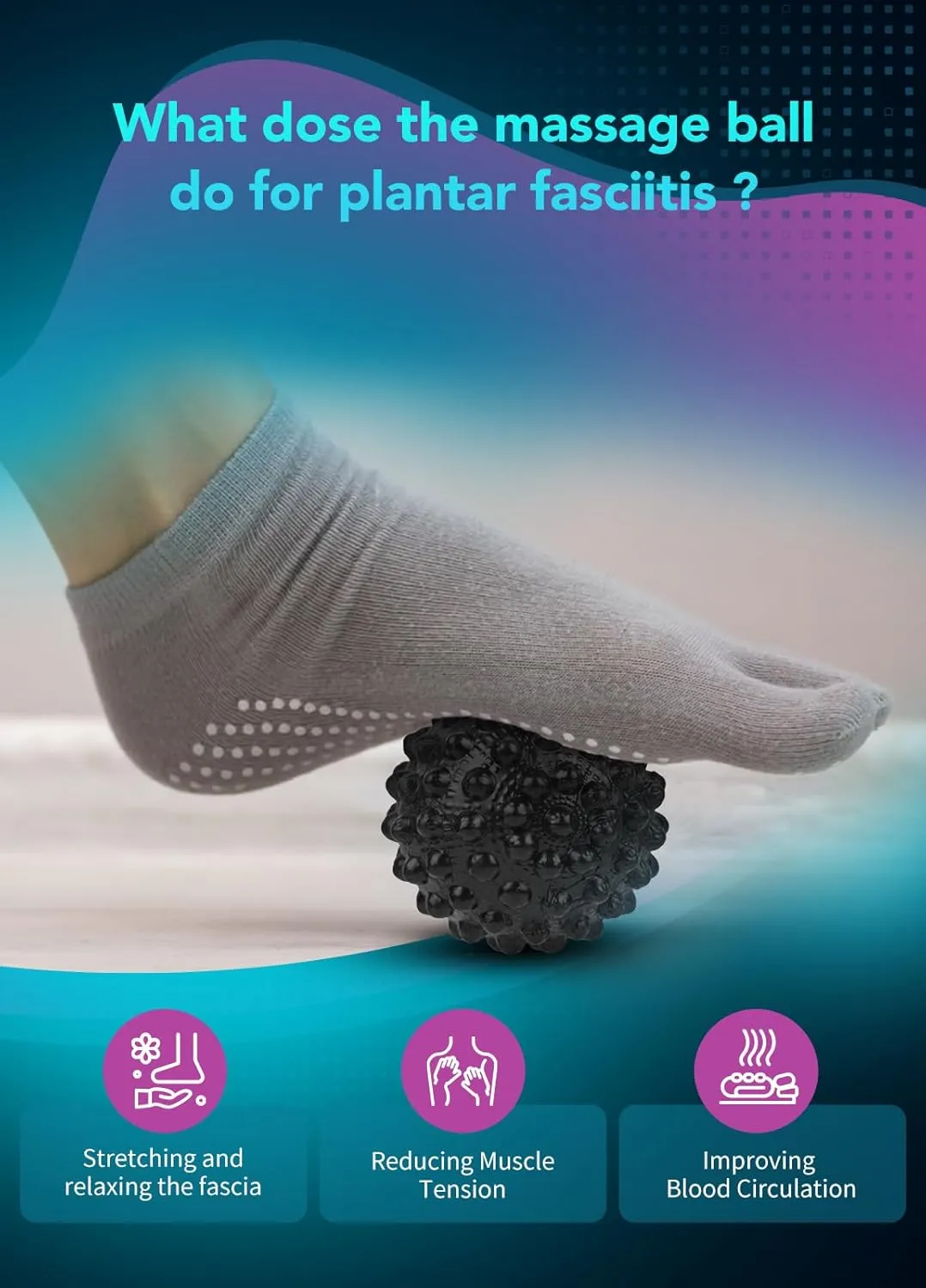 Plantar Fasciitis Night Splint with Massage Ball for Plantar Fasciitis Relief, Comfortable Plantar Fasciitis Brace for Achilles Tendonitis Heal Spur Foot-drop Flat-arch, Free Size for Men and Women - Pink