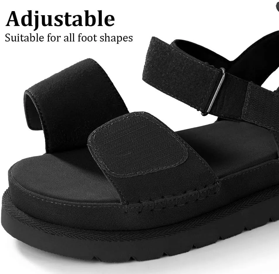 Platform Sandals Women Summer Comfortable Non-Slip Adjustable Double Strap Sandals
