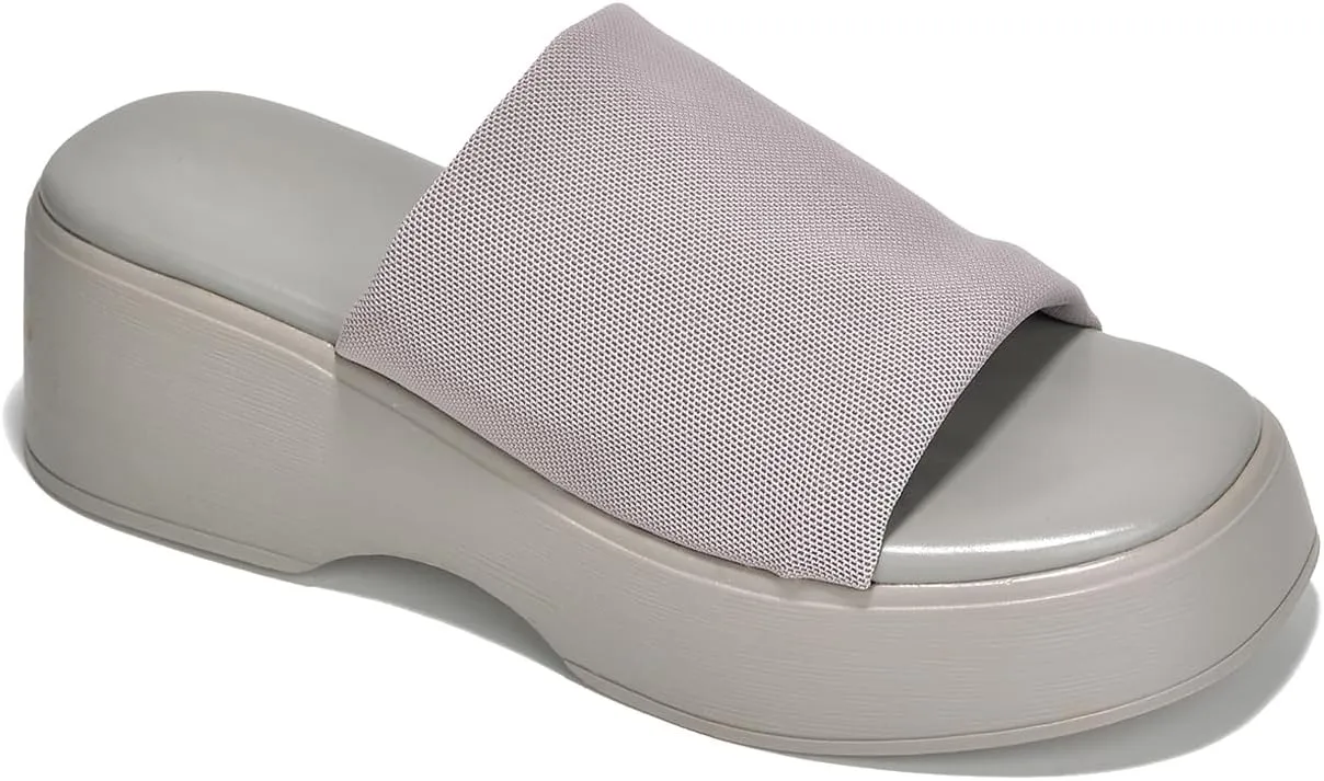 Platform Sandals Women Wedges Slides Chunky Heels Wedge Sandals Fabric Mule Fitted Cloud Lightweight Shoes Slipper  Memory Foam