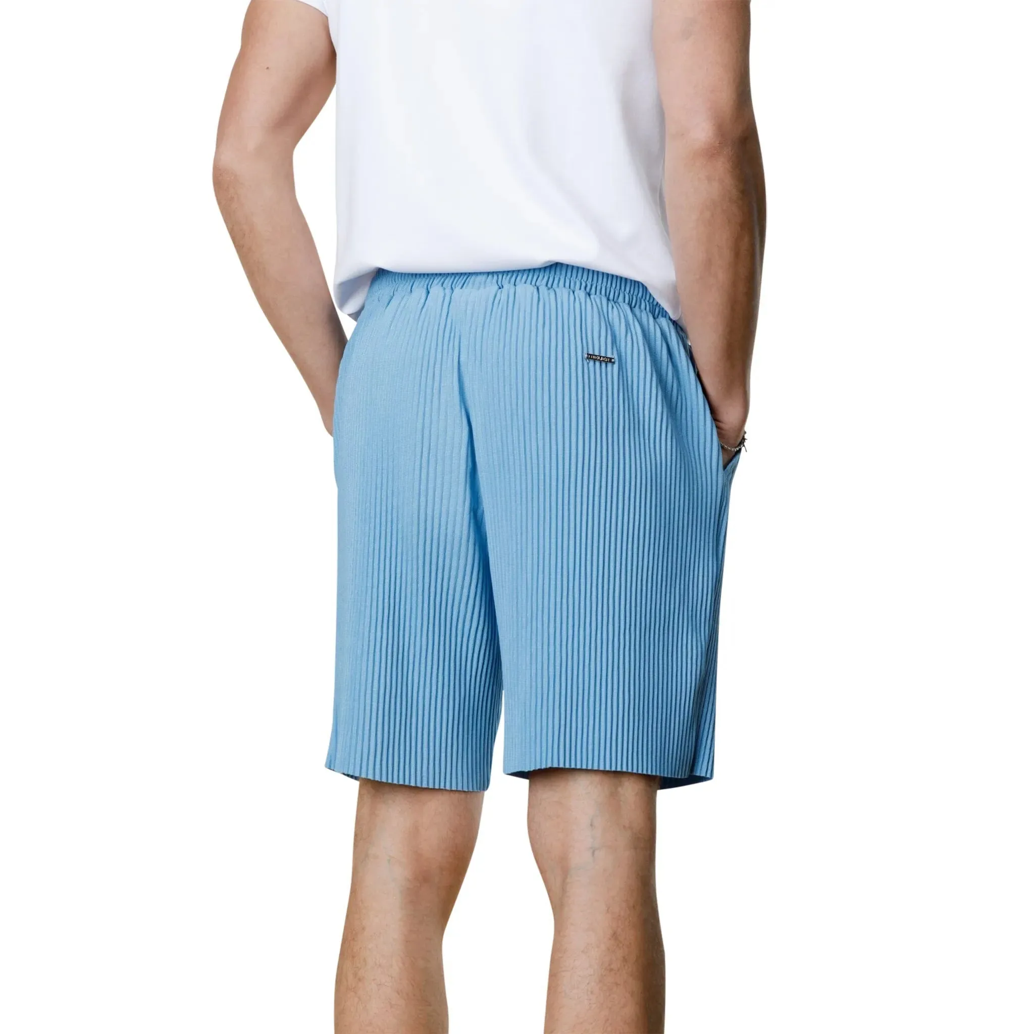 Pleated Light Blue Resort Shirt & Shorts