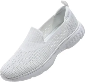 poemlady Walking Shoes Women Slip On Sneakers Knit Lightweight Comfortable Breathable Nurse Shoes for Work Travel