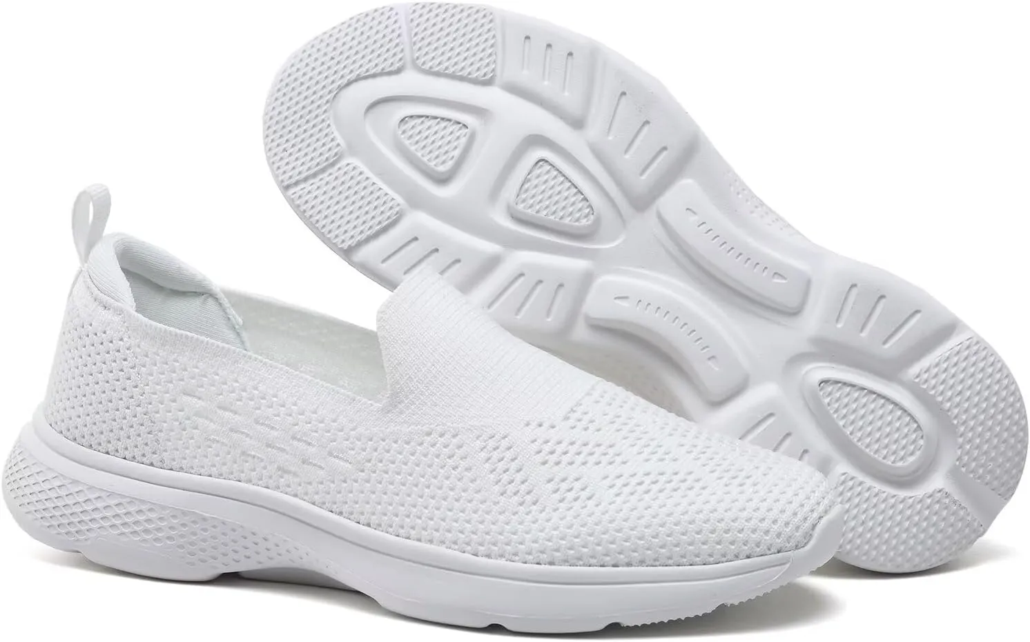 poemlady Walking Shoes Women Slip On Sneakers Knit Lightweight Comfortable Breathable Nurse Shoes for Work Travel