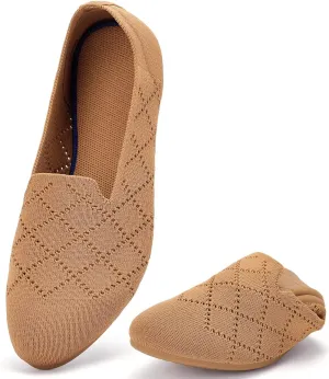 poemlady Women’s Ballet Flat Dress Knit Round Toe Slip On Ballerina Walking Shoes for Womam Casual Comfort Soft
