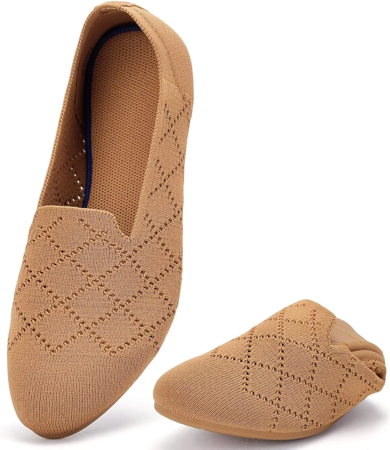 poemlady Women’s Ballet Flat Dress Knit Round Toe Slip On Ballerina Walking Shoes for Womam Casual Comfort Soft
