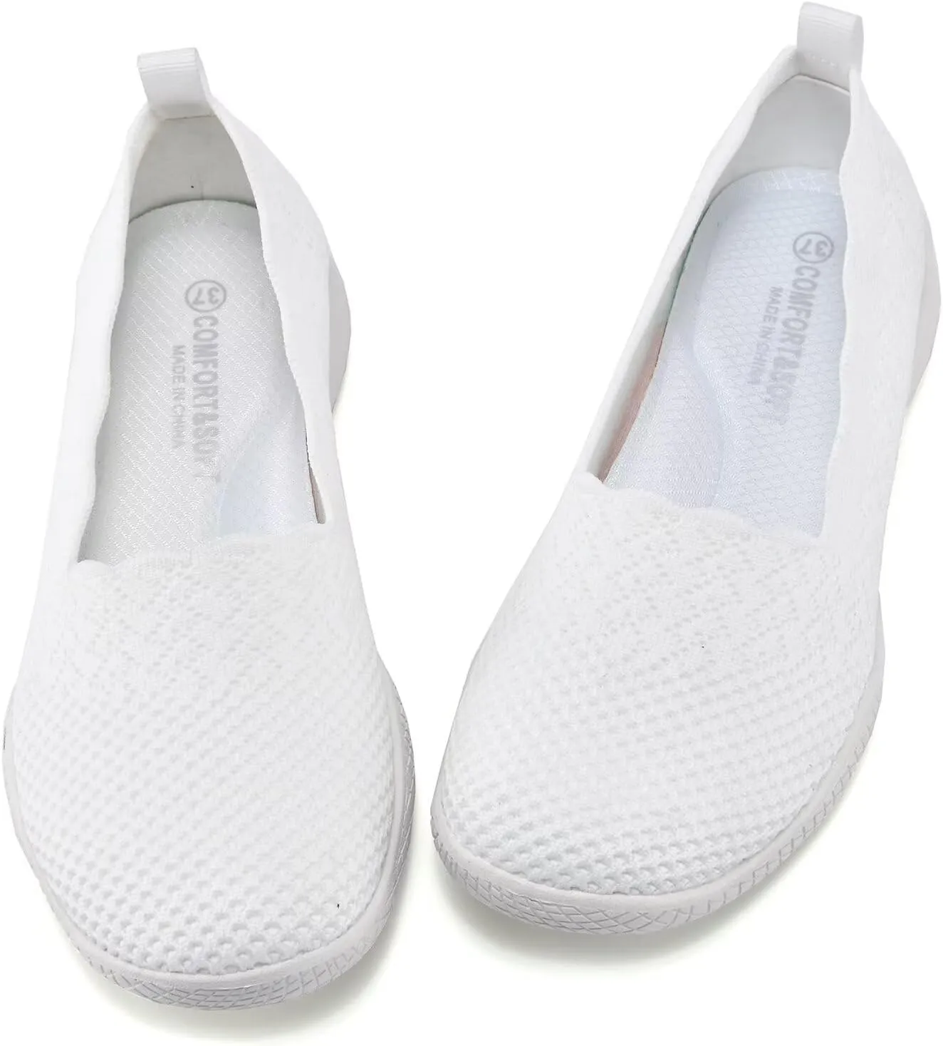 poemlady Women's Walking Shoes - Mesh Slip on Sneaker Knit Round Toe Casual Memory Foam Low Wedge Nurse Shoes for Work