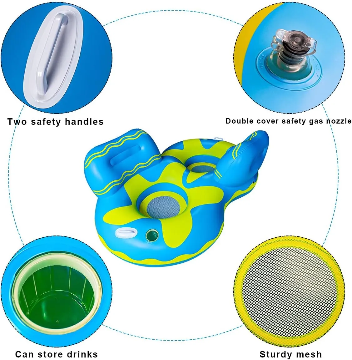 Pool Floats for Adults, Adult Pool Float, mesh Bottom Pool raft, with Two Handle and a Big Cup Holder, Great for Chilling in The Pool