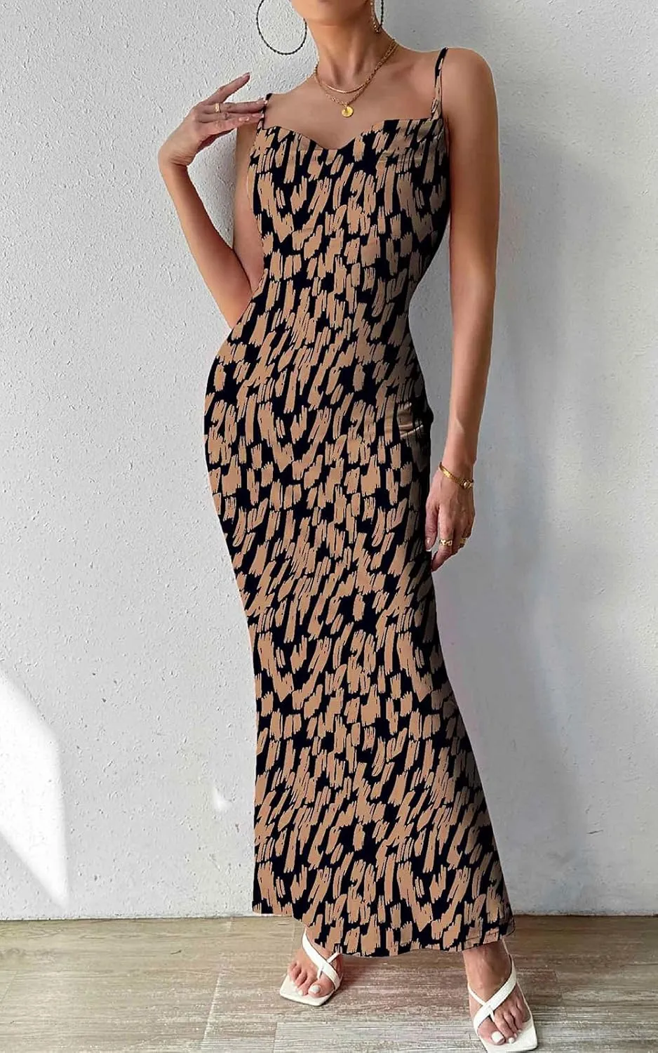 PRETTYGARDEN Women's 2025 Summer Floral Spaghetti Strap Maxi Dress Stretch Sexy Bodycon Dress Backless Slip Long Dresses