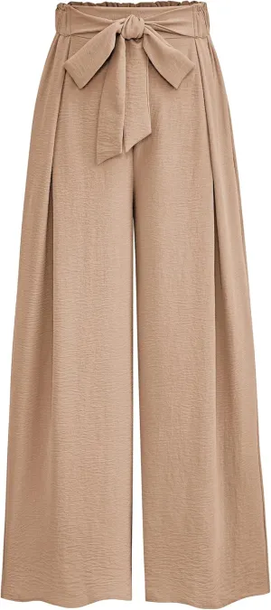 PRETTYGARDEN Women's Wide Leg Work Pants Business Casual High Waisted Loose Palazzo Trouser Summer Clothes