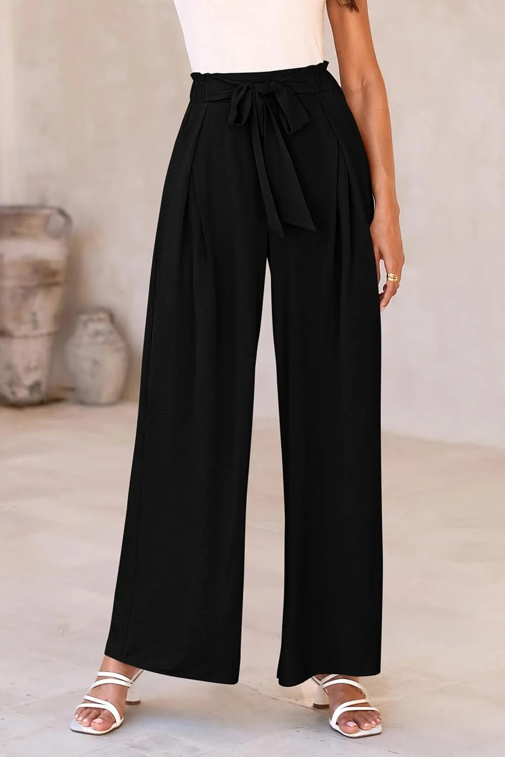 PRETTYGARDEN Women's Wide Leg Work Pants Business Casual High Waisted Loose Palazzo Trouser Summer Clothes