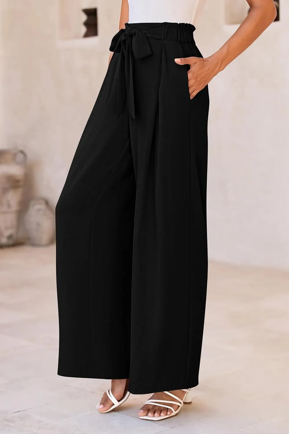 PRETTYGARDEN Women's Wide Leg Work Pants Business Casual High Waisted Loose Palazzo Trouser Summer Clothes
