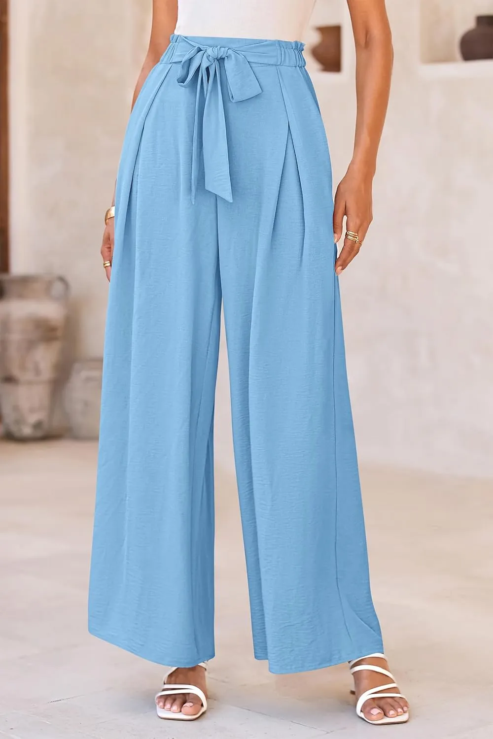 PRETTYGARDEN Women's Wide Leg Work Pants Business Casual High Waisted Loose Palazzo Trouser Summer Clothes