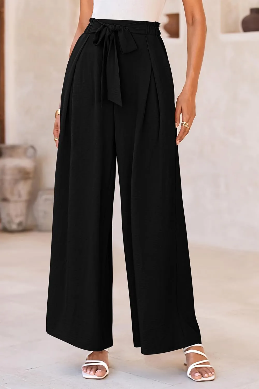 PRETTYGARDEN Women's Wide Leg Work Pants Business Casual High Waisted Loose Palazzo Trouser Summer Clothes