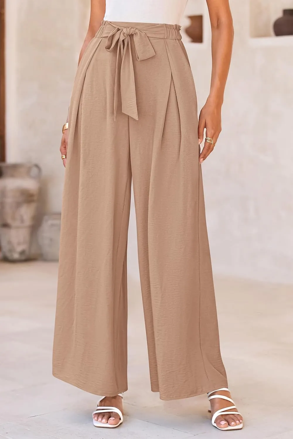 PRETTYGARDEN Women's Wide Leg Work Pants Business Casual High Waisted Loose Palazzo Trouser Summer Clothes