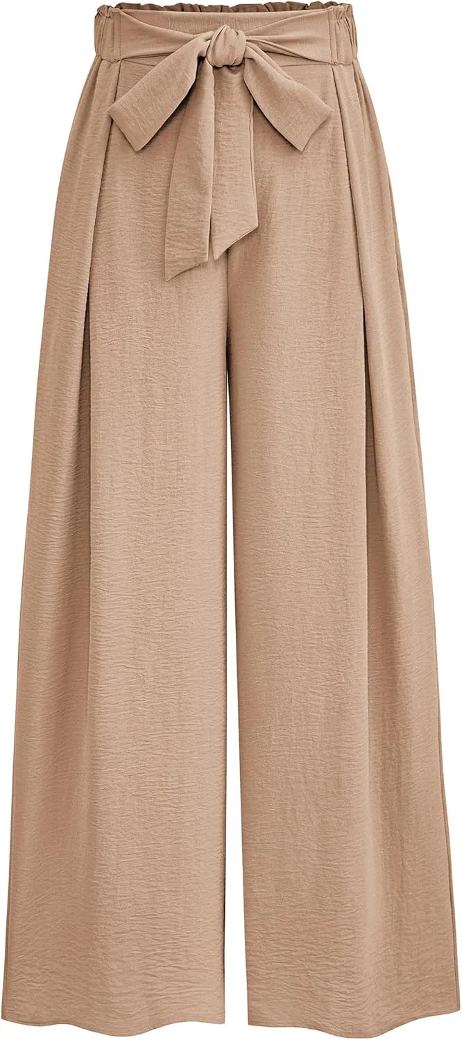 PRETTYGARDEN Women's Wide Leg Work Pants Business Casual High Waisted Loose Palazzo Trouser Summer Clothes