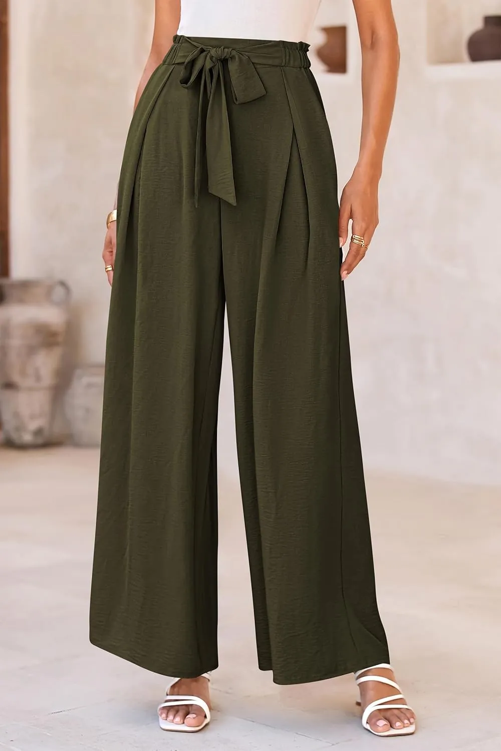 PRETTYGARDEN Women's Wide Leg Work Pants Business Casual High Waisted Loose Palazzo Trouser Summer Clothes