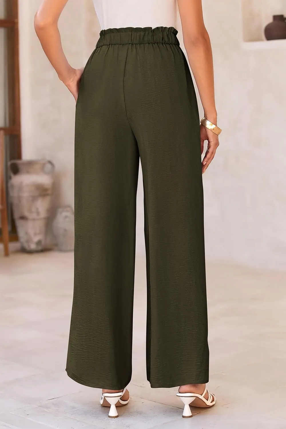 PRETTYGARDEN Women's Wide Leg Work Pants Business Casual High Waisted Loose Palazzo Trouser Summer Clothes
