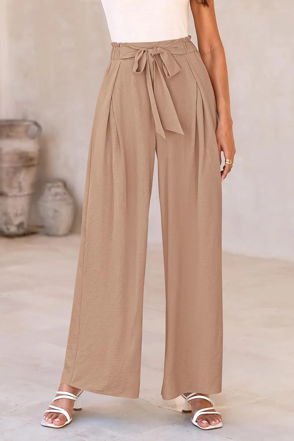 PRETTYGARDEN Women's Wide Leg Work Pants Business Casual High Waisted Loose Palazzo Trouser Summer Clothes