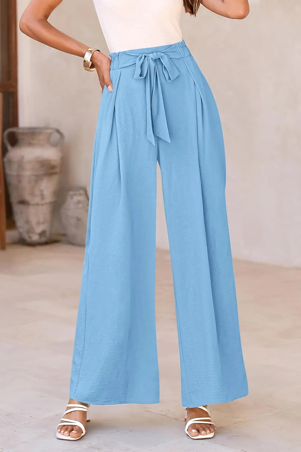 PRETTYGARDEN Women's Wide Leg Work Pants Business Casual High Waisted Loose Palazzo Trouser Summer Clothes