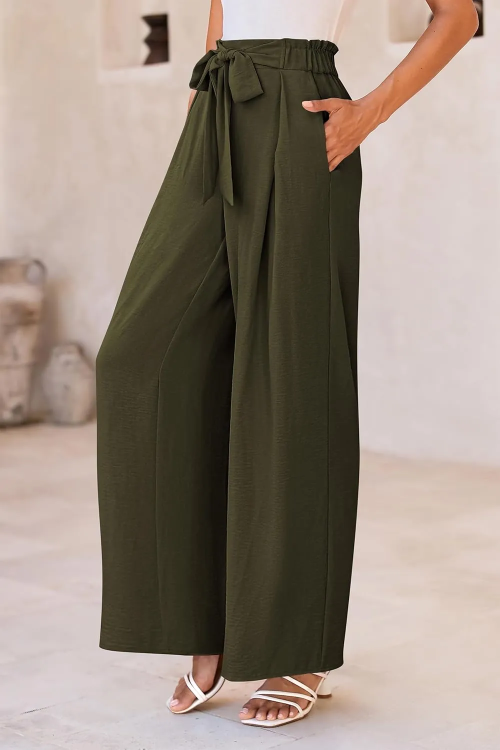PRETTYGARDEN Women's Wide Leg Work Pants Business Casual High Waisted Loose Palazzo Trouser Summer Clothes